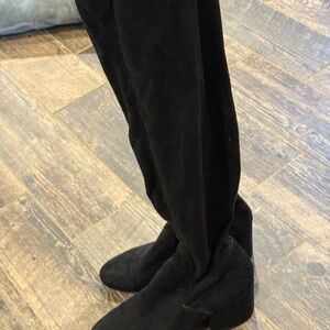 Black Suede Knee-High Boots